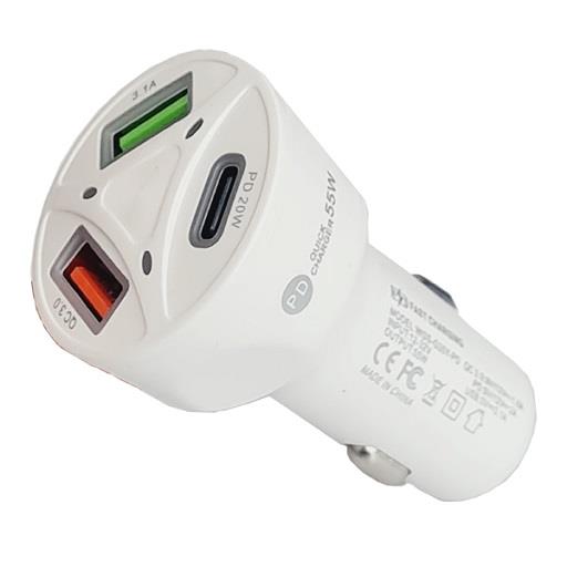 شارژر فندکی لنیز 55 وات مدل QC3 2P+1PD
